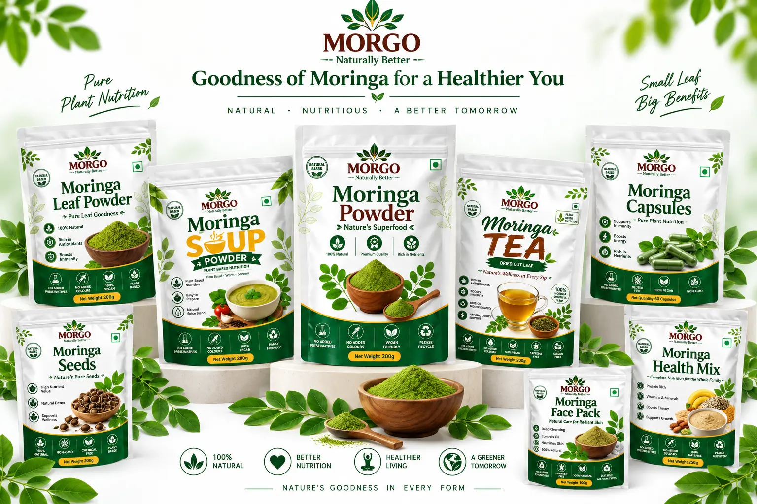The wider MORGO moringa product range