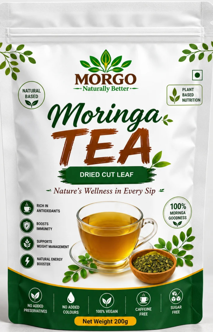 Moringa Tea – Dried Cut Leaf front pouch